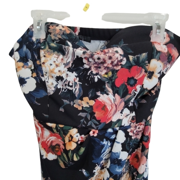 NWT XL Floral Strapless Maxi Dress with Side Slit and Side Zipper - Picture 4 of 9